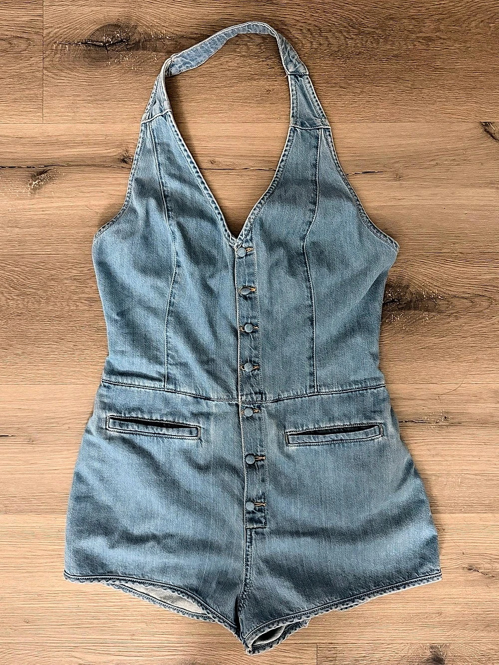 We The Free Nostalgia Ultra Shortalls Denim Romper